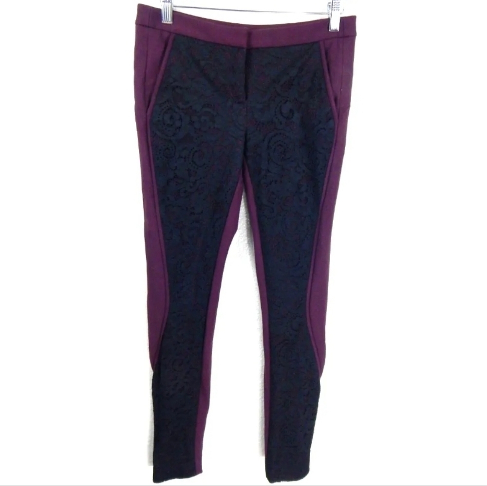 DVF Harmony Burgundy Lace Panel Pants